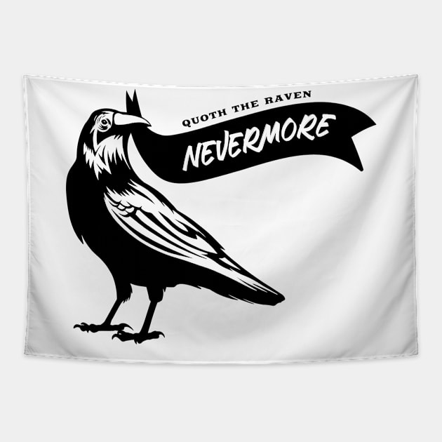 Quoth the Raven, "Nevermore!" Edgar Allan Poe Black Raven Tapestry by Contentarama