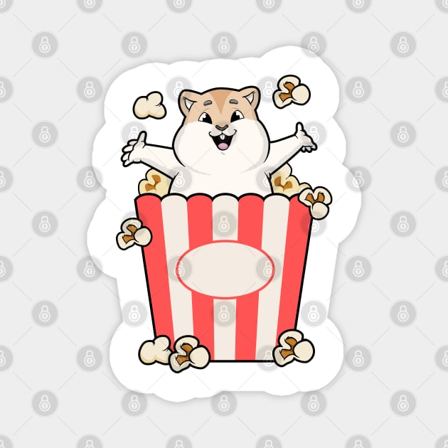 Little hamster in a cone with popcorn Magnet by Markus Schnabel