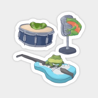 Frog Band - Frog Friends Stickers- Band Kid - Drummer Singer Guitar Player Sticker Magnet