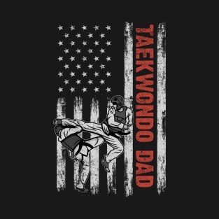 Taekwondo Dad American Flag Father's Day 4th Of July Gift T-Shirt