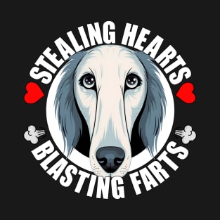 Funny Borzoi Stealing Hearts Blasting Farts Dog Cute Puppy T-Shirt