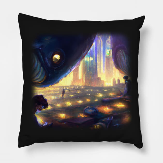 Monsters floating in the sky Pillow by Perryfranken