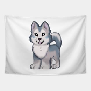 Cute Siberian Husky Drawing Tapestry