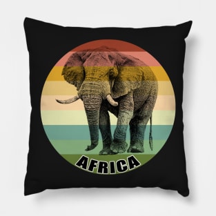 Majestic Bull Elephant on Vintage Retro Africa Sunset Pillow