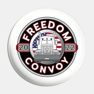 FREEDOM CONVOY 2022 - USA TRUCKERS FOR FREEDOM - GRAY ROUND WHITE LETTERS RED Pin