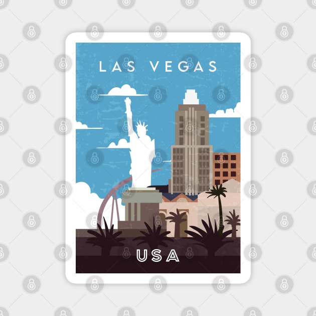 Las Vegas, USA. Retro travel poster Magnet by GreekTavern