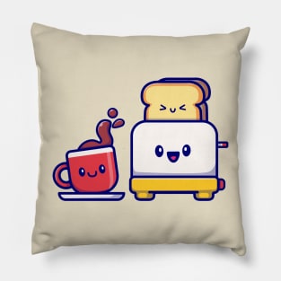 Cute Coffee With Toaster Bread Pillow