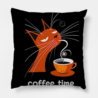 Coffe Time - Cat tee Pillow