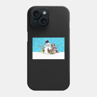 Owls building a snowman Phone Case