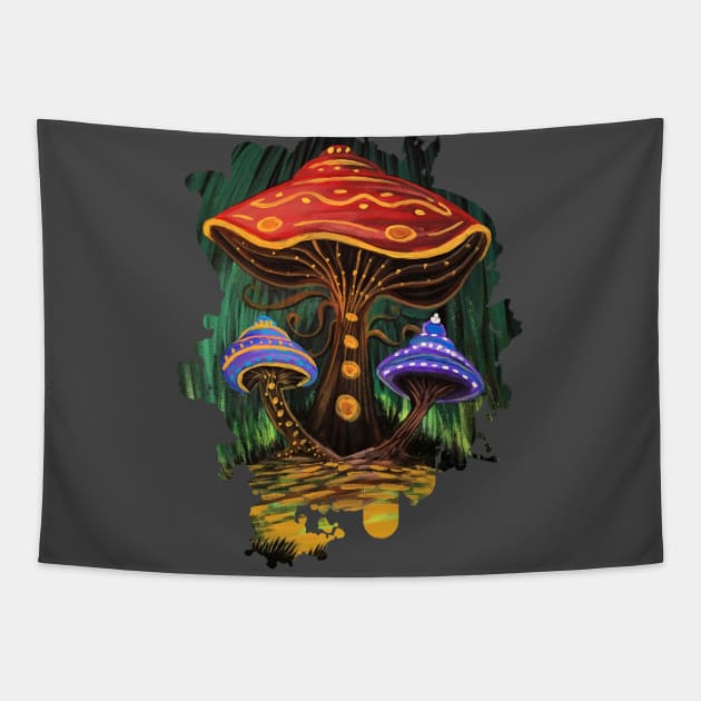 A Mushroom World Tapestry by adamzworld