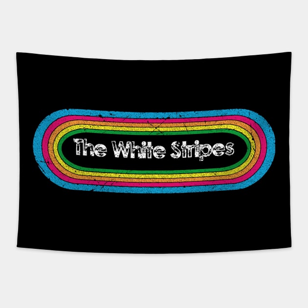 white ll rainbow retro Tapestry by bubur ayam