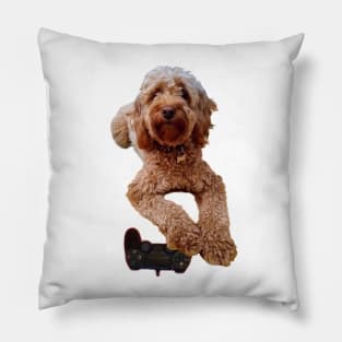 Cavapoo puppy dog gaming 2022 cavalier king charles spaniel poodle with game console. Remote control Pillow