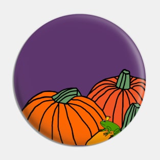 Cute Frog Prince and Pumpkins Pin