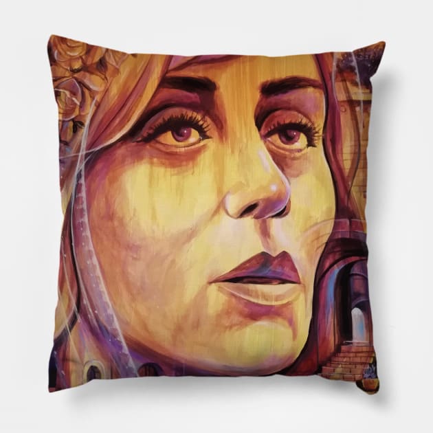 Feyrouz Painting Singing for Palestine Jerusalem Old City Drawing Art Pillow by QualiTshirt