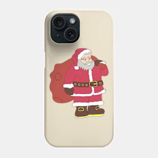 Santa Claus in red with gift bag and eyeglasses Phone Case