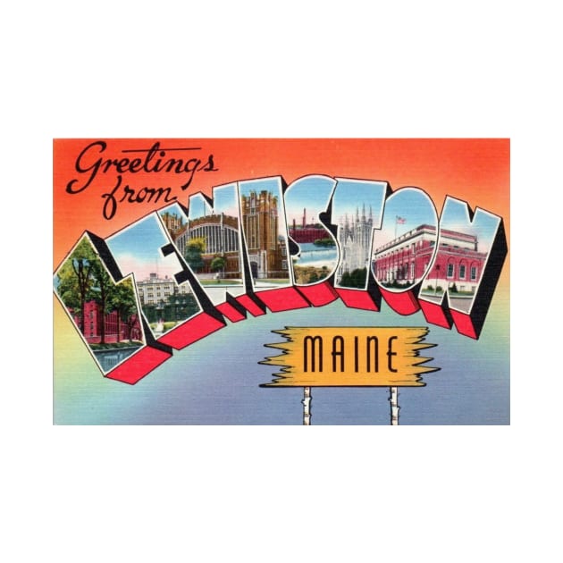 Greetings from Lewiston, Maine - Vintage Large Letter Postcard by Naves