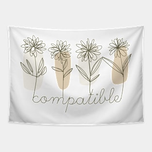 Compatible hand drawn flowers, inspirational meanings Tapestry