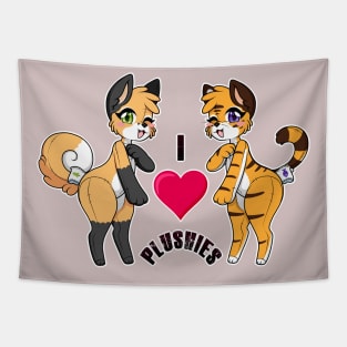 Fox and Tiger - I love plushies Tapestry