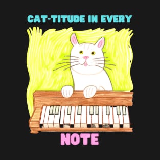 Cute Cat Playing Piano T-Shirt