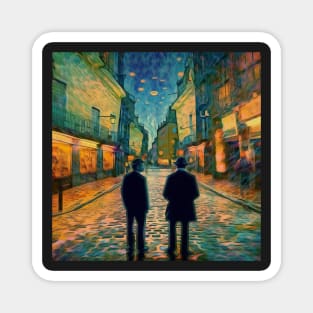 Starry Night in the City: An Impressionistic Urban Landscape Magnet