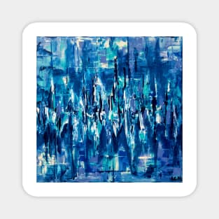 Pause - blue square abstract painting Magnet