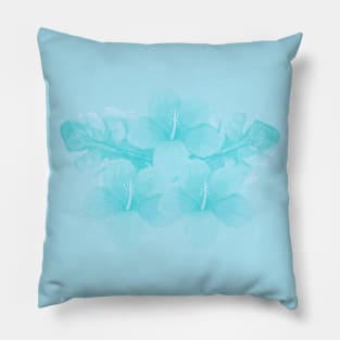 Tropical Light Blue Hibiscus Flower Pillow