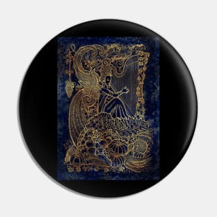 Harvest Moon Harpist. Celestial Background. Pin