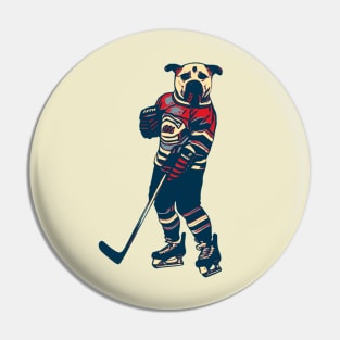 Funny Dog Ice Hockey Player Pin