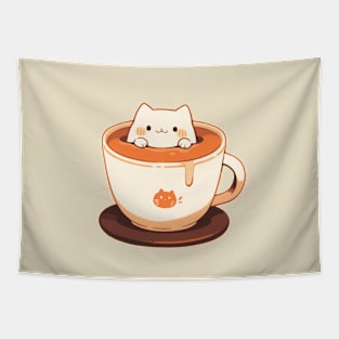 Kawaii kitten in a cup Tapestry