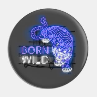 Born Wild - Glowing Neon Sign with Tiger and Text - BLUE Pin