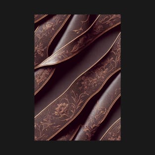 Dark Brown Ornamental Leather Stripes, natural and ecological leather print #55 T-Shirt