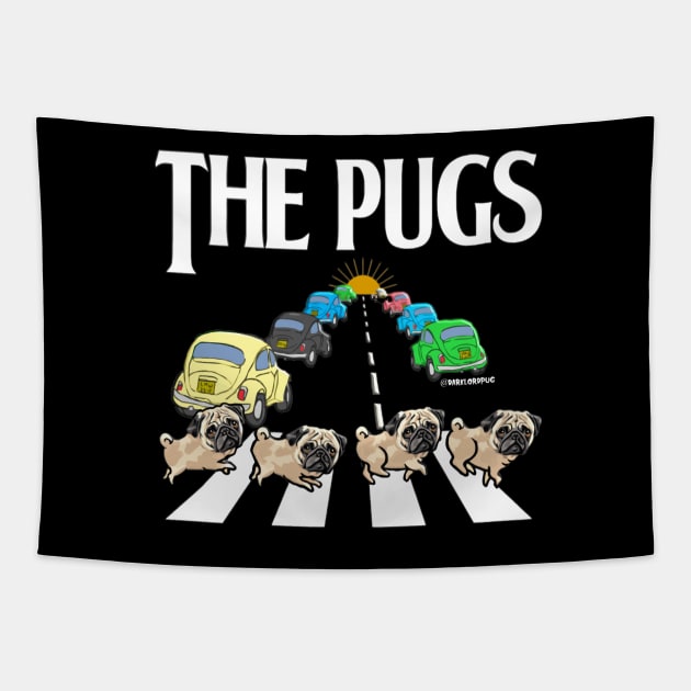 Puggy Road Tapestry by darklordpug