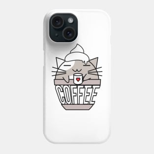 Meowcha in cup grey Phone Case