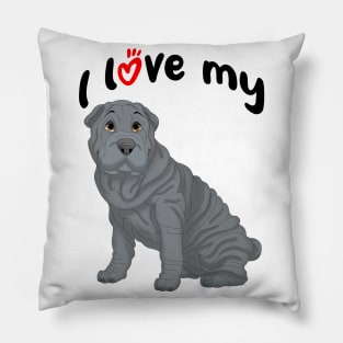 I Love My Blue Shar-Pei Dog Pillow