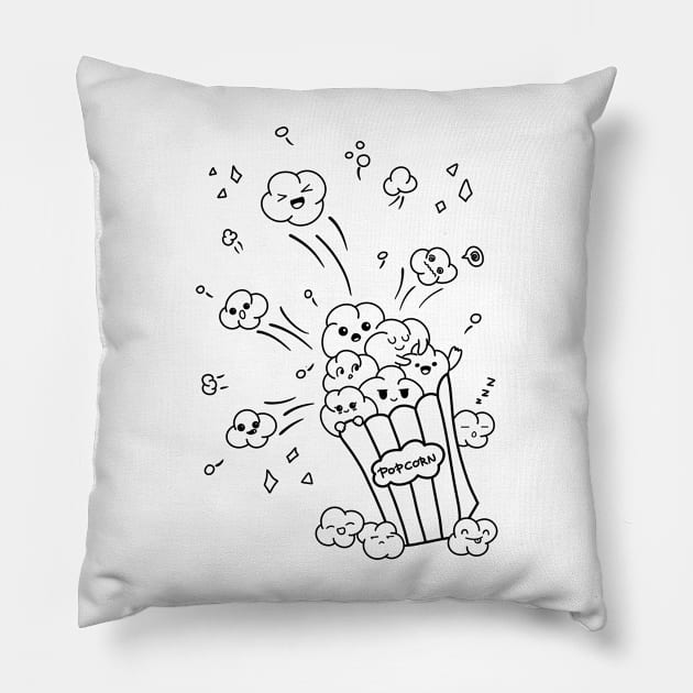 Doodle popcorn cute Pillow by You Can Doodle