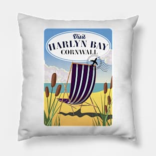 Harlyn Bay Cornwall beach poster Pillow