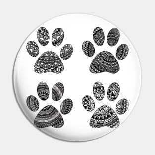 Black and white mandala dog paws pattern Pin