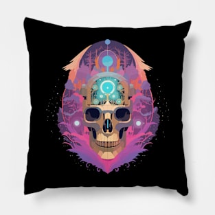 Halloween Day of the Dead Pink Sugar Skull Pillow