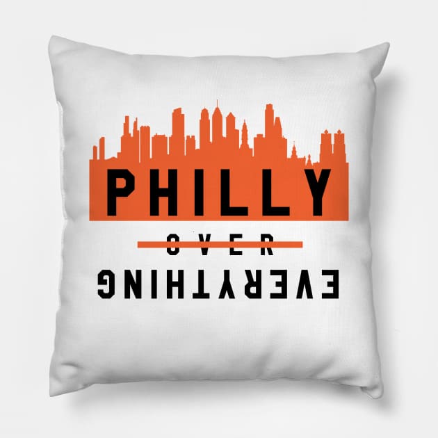 Philly over Everything - White/Orange Pillow by KFig21