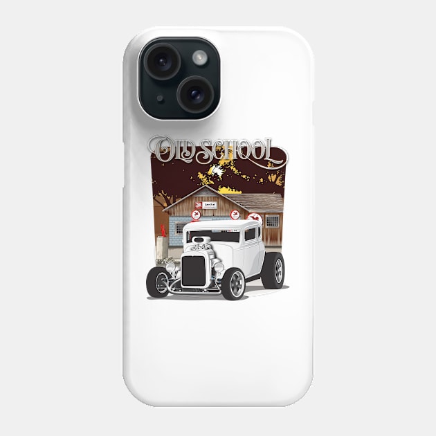 White 1932 Chevy 5 Window Coupe Hot Rod Old School Print Phone Case by RPM-ART