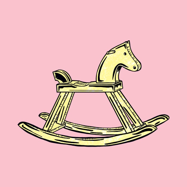 Yellow Rocking Horse With Pink Background by missmann