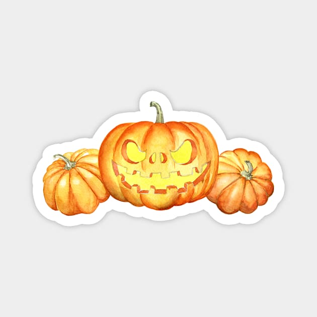 Halloween, scary watercolor pumpkins Magnet by Simple Wishes Art