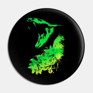 Cobra and Flowers - Green Pin