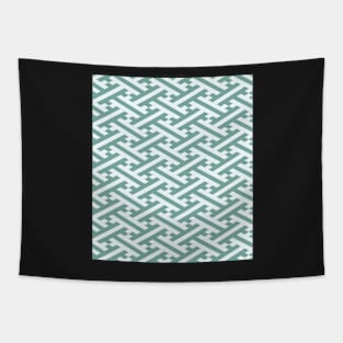 Green Sayagata Japanese Pattern Tapestry