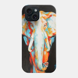 Oil elephant portrait painting in multicolored tones. Phone Case