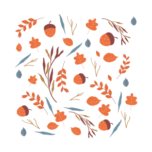 wallpaper with orange leaves and acorns T-Shirt