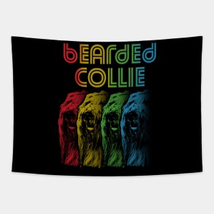 Cool Retro Groovy Bearded Collie Dog Tapestry