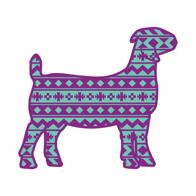 Livestock Show Boer Goat with Purple & Gree Southwest Aztec Pattern by SAMMO