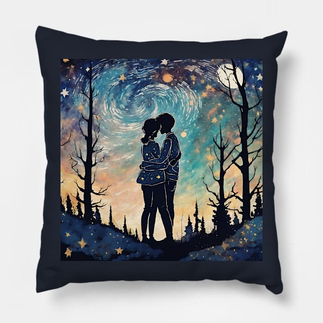 Platonic Friendship and Platonic Soulmates Van Gogh Starry Night Sky Pillow by wigobun