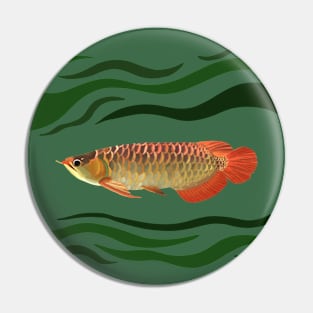 Orange Arowana Fish Green waves Pin